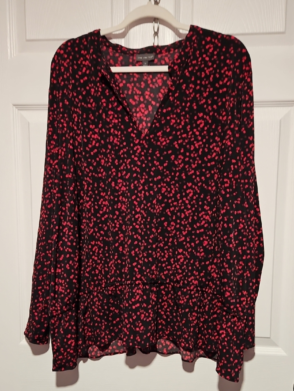 The Limited Black Blouse with Red Floral Print